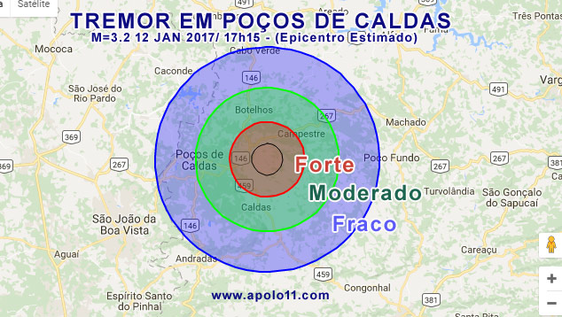 Escala Mercalli - Efeitos do tremor em Pocos de Caldas