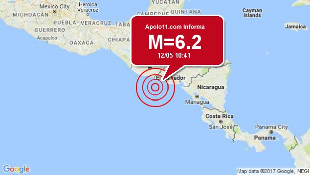 Forte terremoto atinge El Salvador, a 79 km de Acajutla