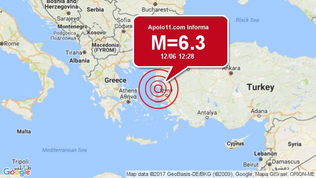 Forte terremoto sacode Grécia, a 11 km de Plomarion