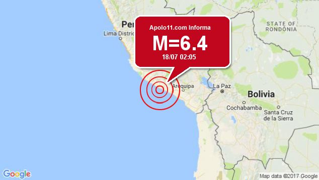 Forte terremoto sacode Peru, a 98 km de Camana