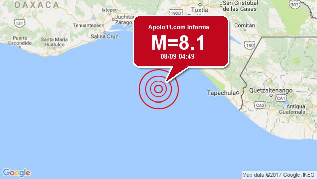 Forte terremoto de 8.1 magnitudes atinge México, a 119 km de Tres Picos