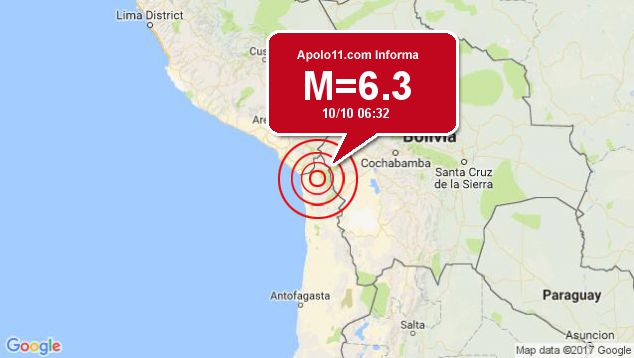 Forte terremoto sacode Chile, a 36 km de Putre