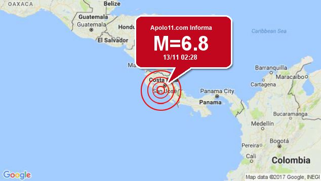 Forte terremoto sacode Costa Rica, a 16 km de Parrita