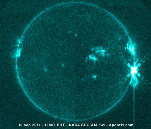 Flare solar X8.2 registrado pelo satelite SDO