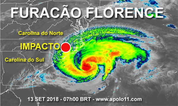 Imagem de satelite do furacao Florence em 13 de setembro de 2018