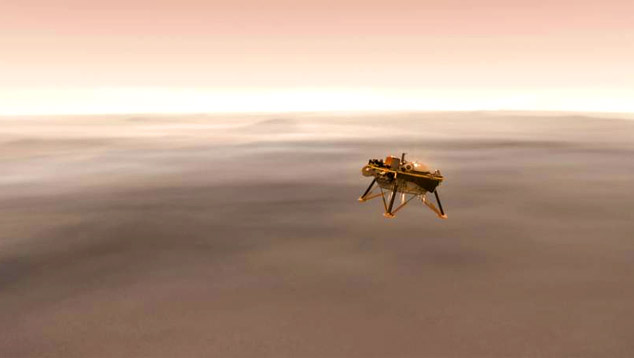 Entrada na atmosfera marciana da nave Insight