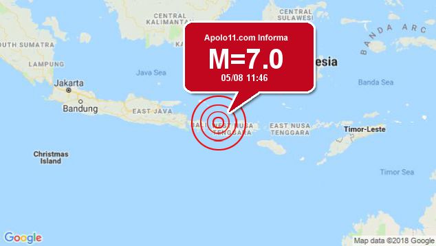 Forte terremoto sacode Indonésia, a 2 km de Loloan