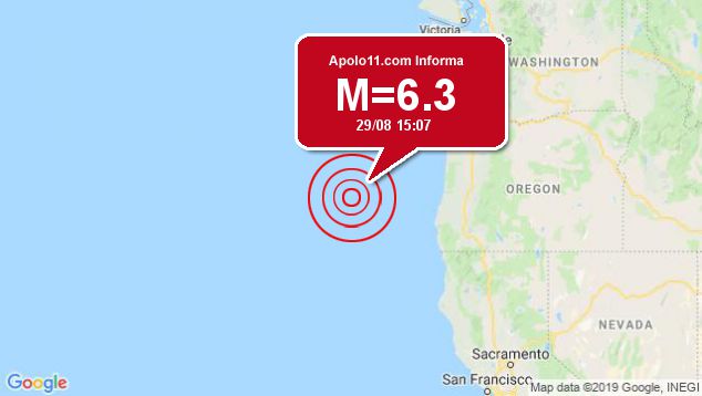 Forte terremoto atinge Oregon, a 284 km de Bandon