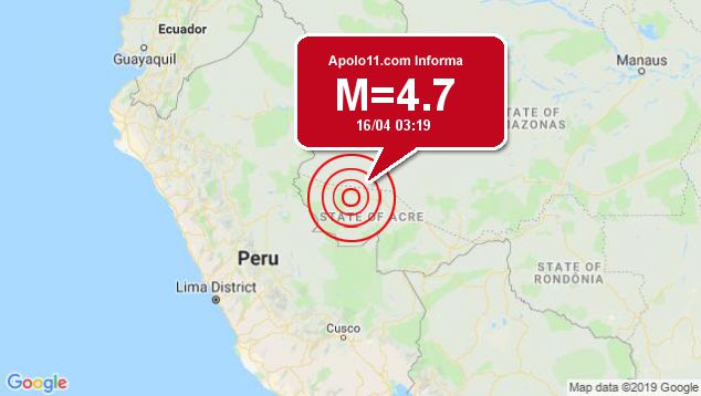 Terremoto de 4.7 pontos é registrado a 100 km de Tarauacá, AC