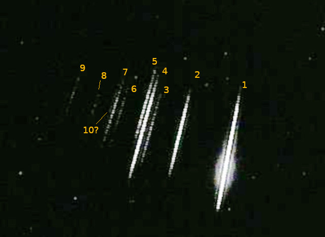 Enxamem de meteoros registrado pelo astrônomo amador Edgar Merizio, em São José do Ribamar, no Maranhão.