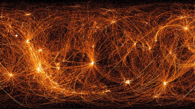 Imagem do céu no comprimento de onda dos raios-x, registrado pelo experimento NICER, a bordo da Estação Espacial Internacional. 