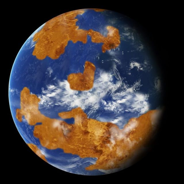 Concepção artística mostra como Pode ter sido Vênus há mais de 750 milhões de anos.