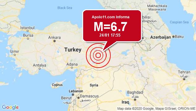 Forte terremoto atinge Turquia, a 4 km de Doganyol
