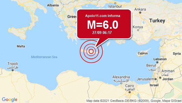 Forte terremoto sacode Grcia, a 7 km de Thrapsanón