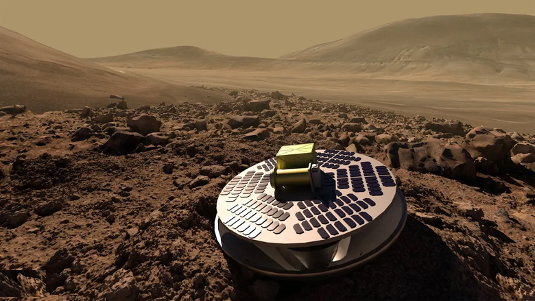 Concepção artística mostra o módulo SHIELD em solo marciano. Crédito: JPL/NASA.