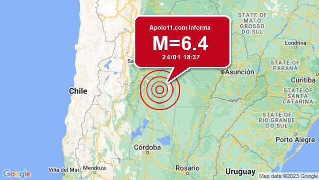Forte terremoto sacode Argentina, a 33 km de Campo Gallo