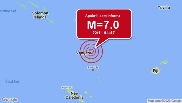Forte terremoto sacode região das Ilhas Vanuatu, Melanésia