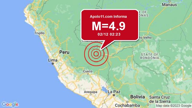 Terremoto de 4.9 pontos é registrado a 131 km de Assis Brasil, AC