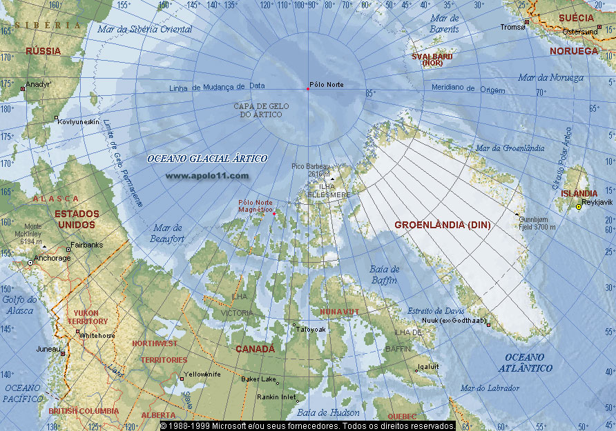 Mapa do Pólo Norte