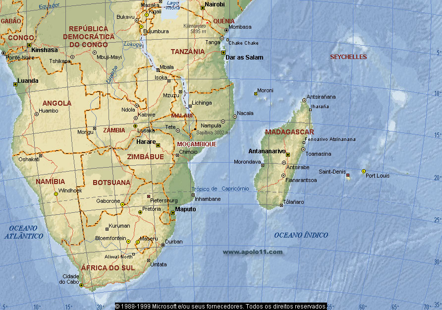 Mapa da frica e Madagascar